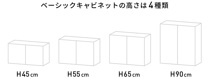 ベーシックキャビネットの高さは4種類