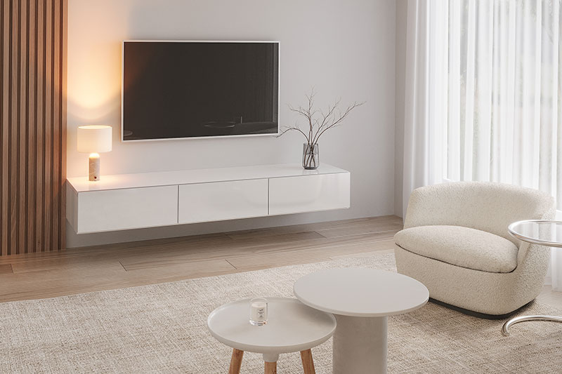 フロートテレビボードは空間が広く見える