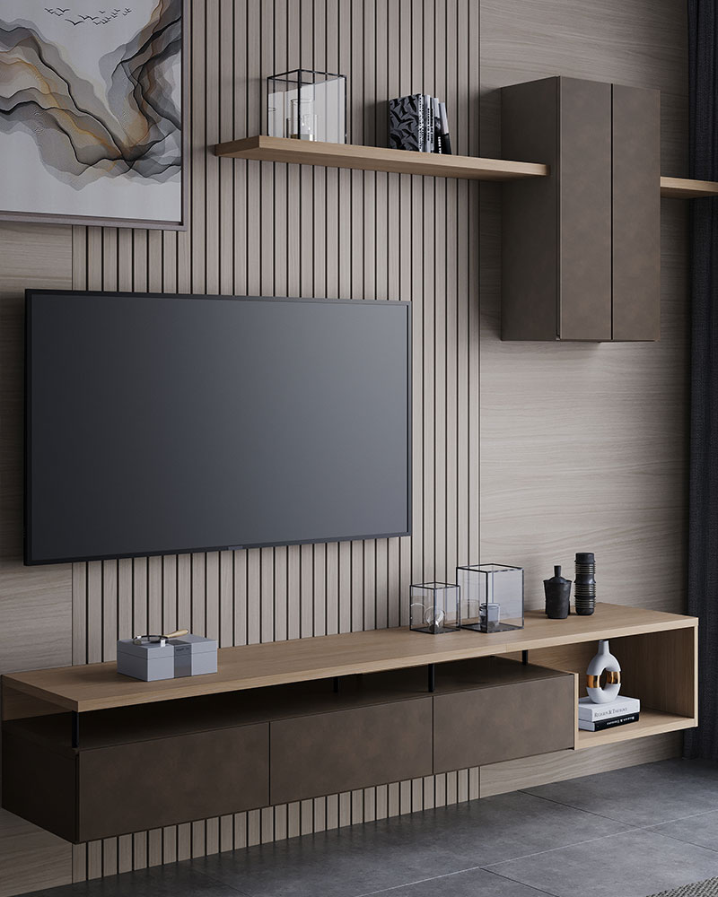 フロートテレビボード（ラスターブラウン）のコーディネート例