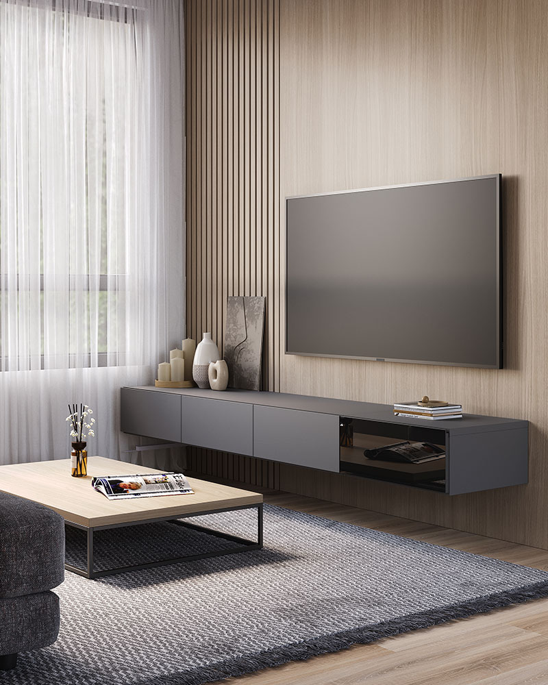 フロートテレビボード（マットグレー）のコーディネート例