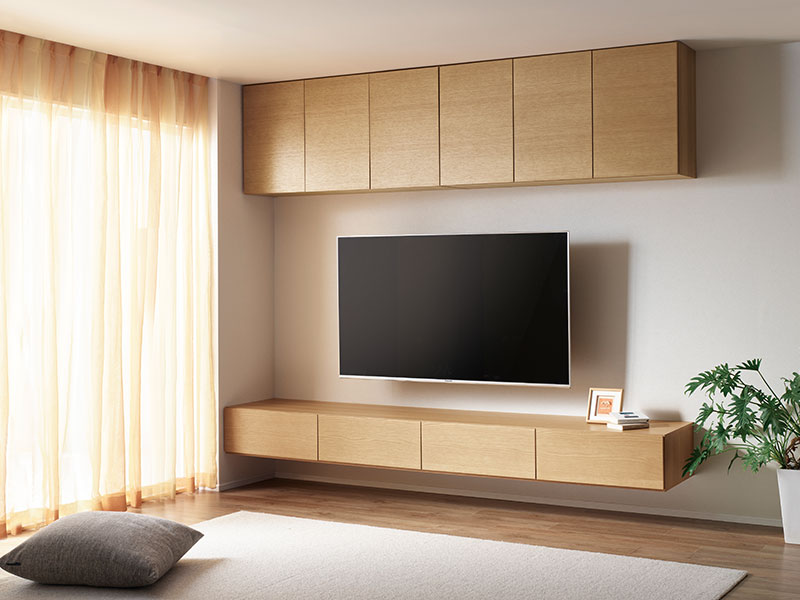 壁掛けテレビボード+吊戸棚