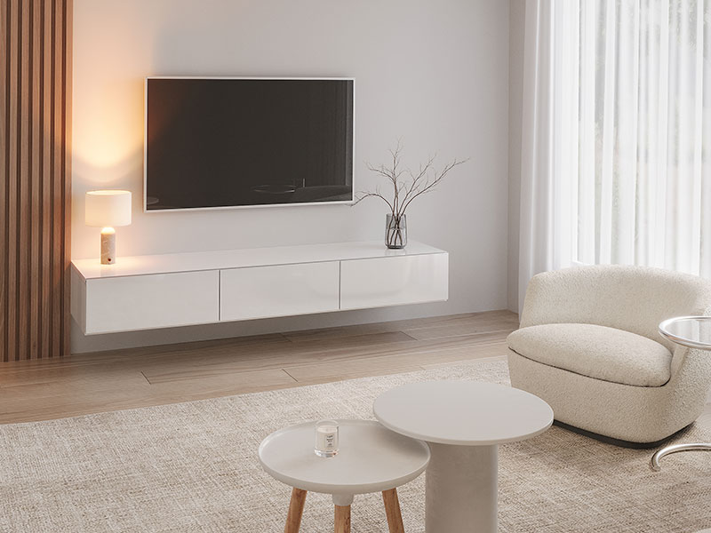 白いテレビボードでつくるゆとりのある暮らし