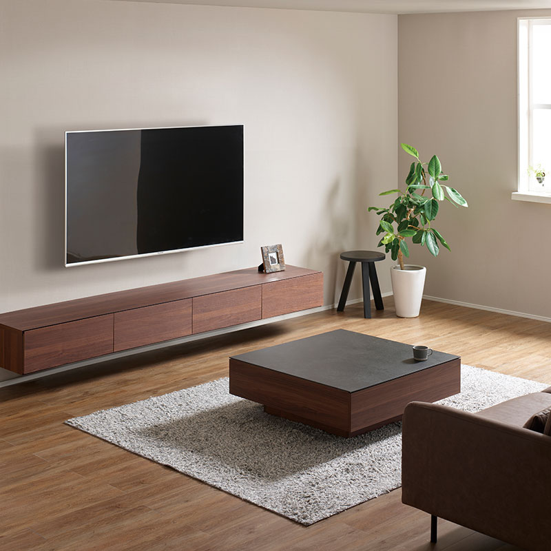 MARGINのテレビボードとPamounaのセンターテーブルのコーディネート例