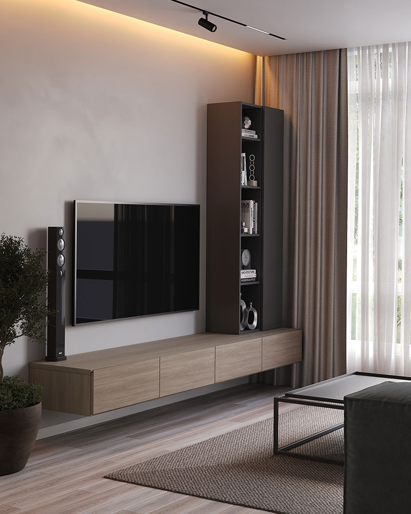 タンドルウォールナットのテレビボード