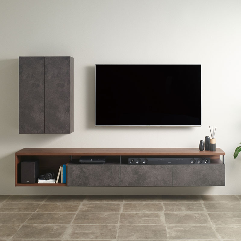フロートテレビボードテレビボード+サイドアイテムのコーディネート例
