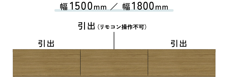 真ん中:引出のテレビボード(幅1500mm/幅1800mm)