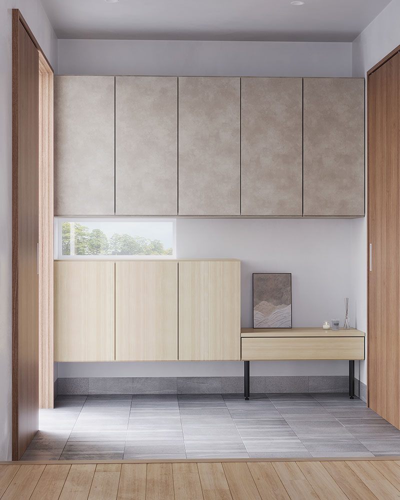 MARGINの引出ベンチを取り入れた玄関収納の事例1