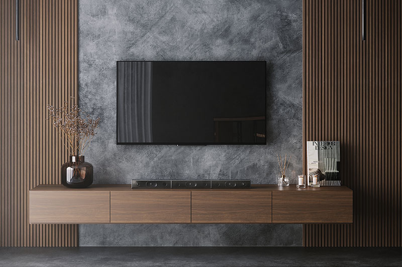 木目柄のテレビボード:ウォールナット