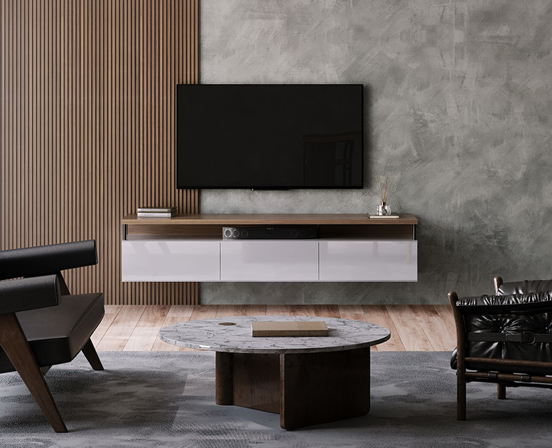 鏡面仕上げのテレビボード:パールホワイト