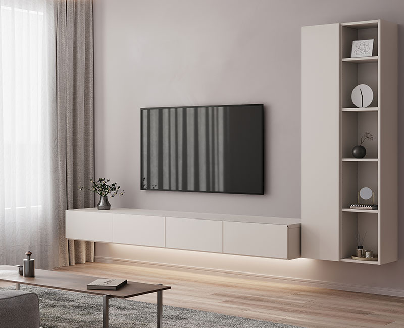 鏡面仕上げのテレビボード:シルキーアッシュ