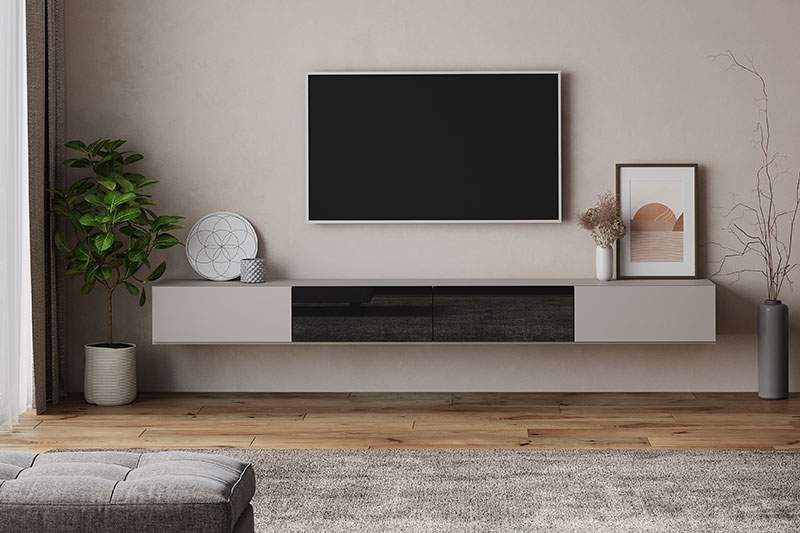 マット素材のテレビボード:マットベージュ