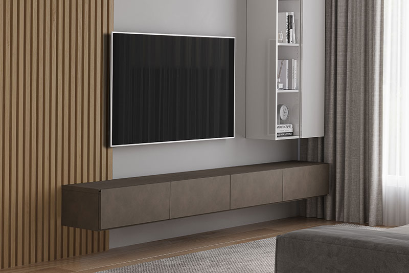 マット素材のテレビボード:ラスターブラウン