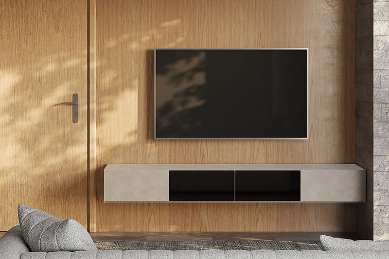 抽象柄のテレビボード:ラスターベージュ