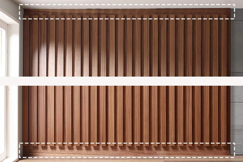 パネルの上下に巾木・廻り縁材を設置