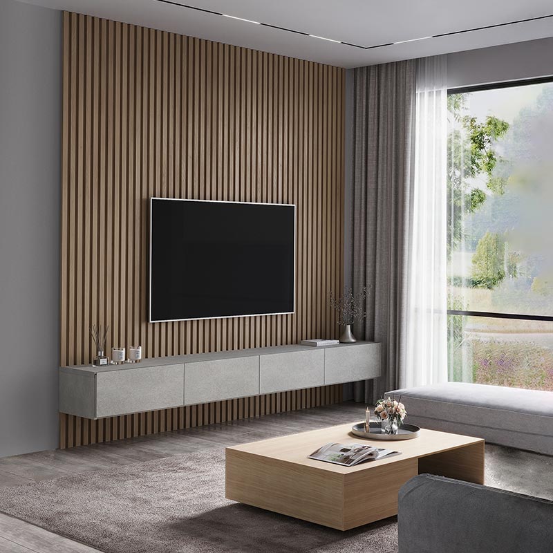 テレビのバックパネルとしてリブパネルを設置