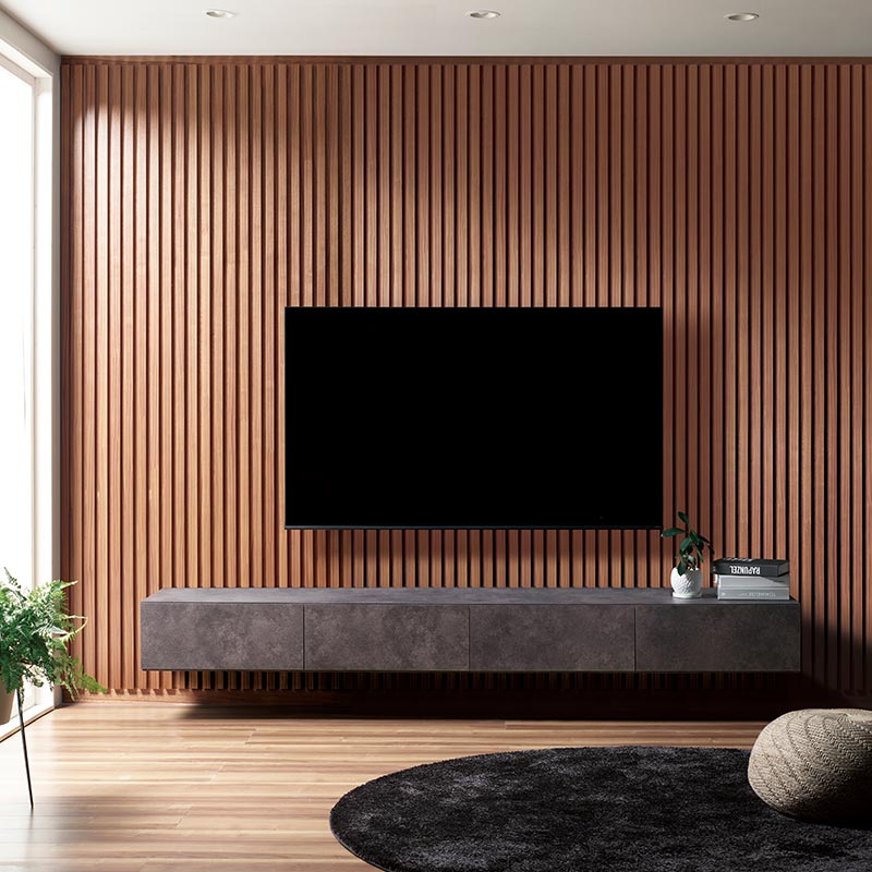 リブパネルを壁全面に設置